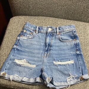 Zara Distressed Denim Shorts